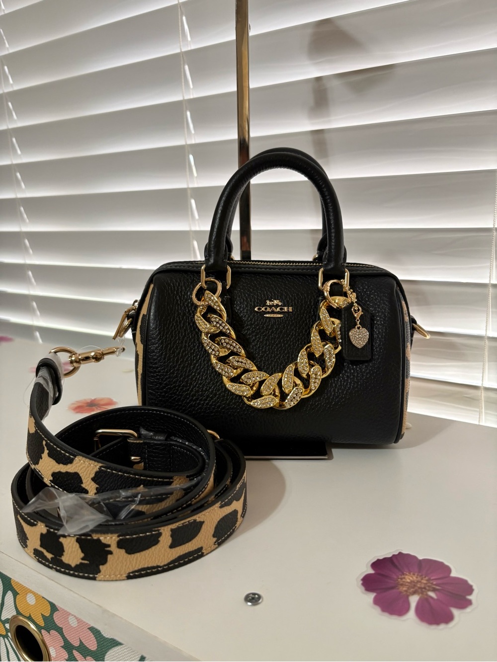 🐆NWOT Coach Mini Rowan Satchel Leopard Print✨